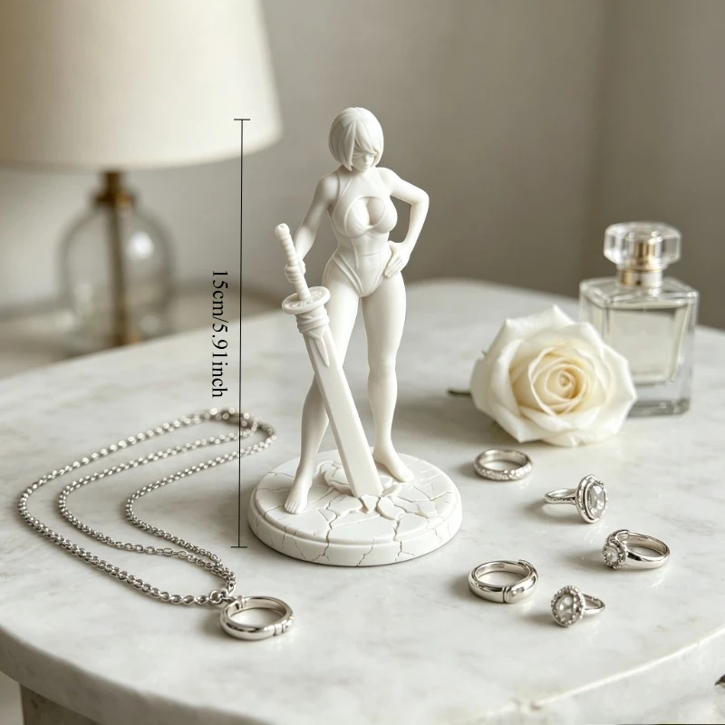 1PCS 3D Relief Nier Automata 2B Figure Ornament, DIY Paint Collectible Statue | Centerpieces, Party Supplies, Decorations view 2