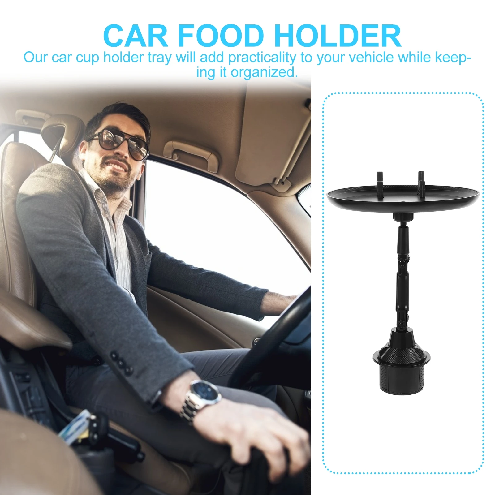 

Car Dining Tray Cup Holder Food Rack for Vehicles Accessory Sturdy Materials Phone Stand Adjustable Most Cars Practical Storage