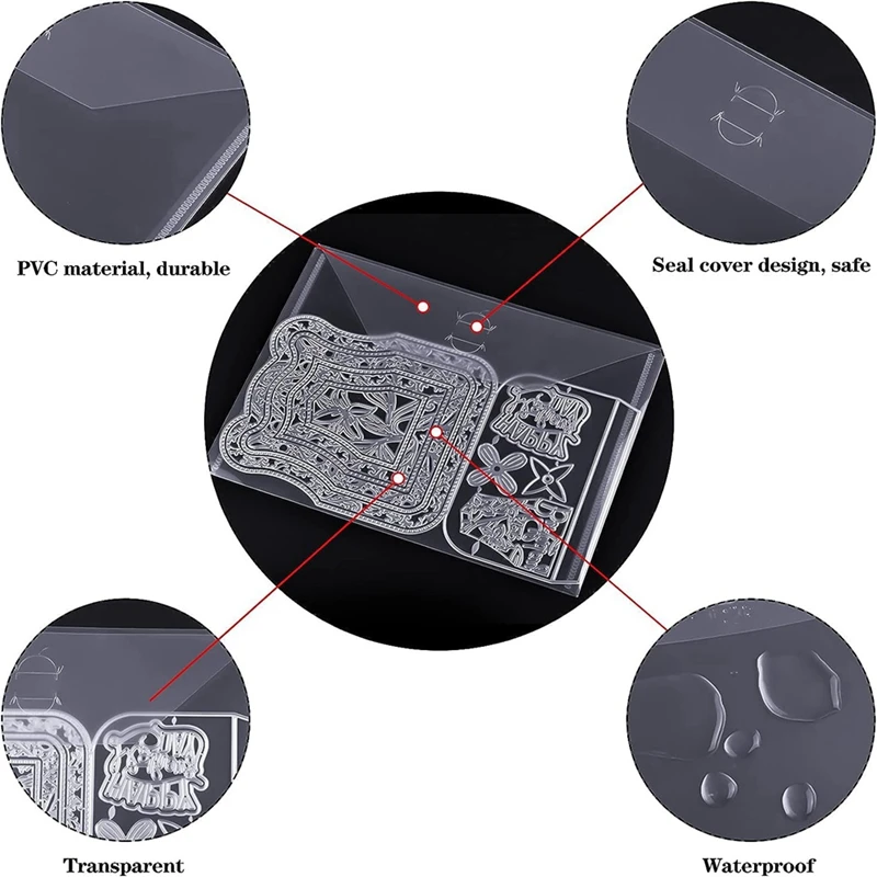 21Piece  Clear Stamp And Die Storage Pockets Scrapbooking Storage Die Storage Envelopes (5 X 7 Inch)