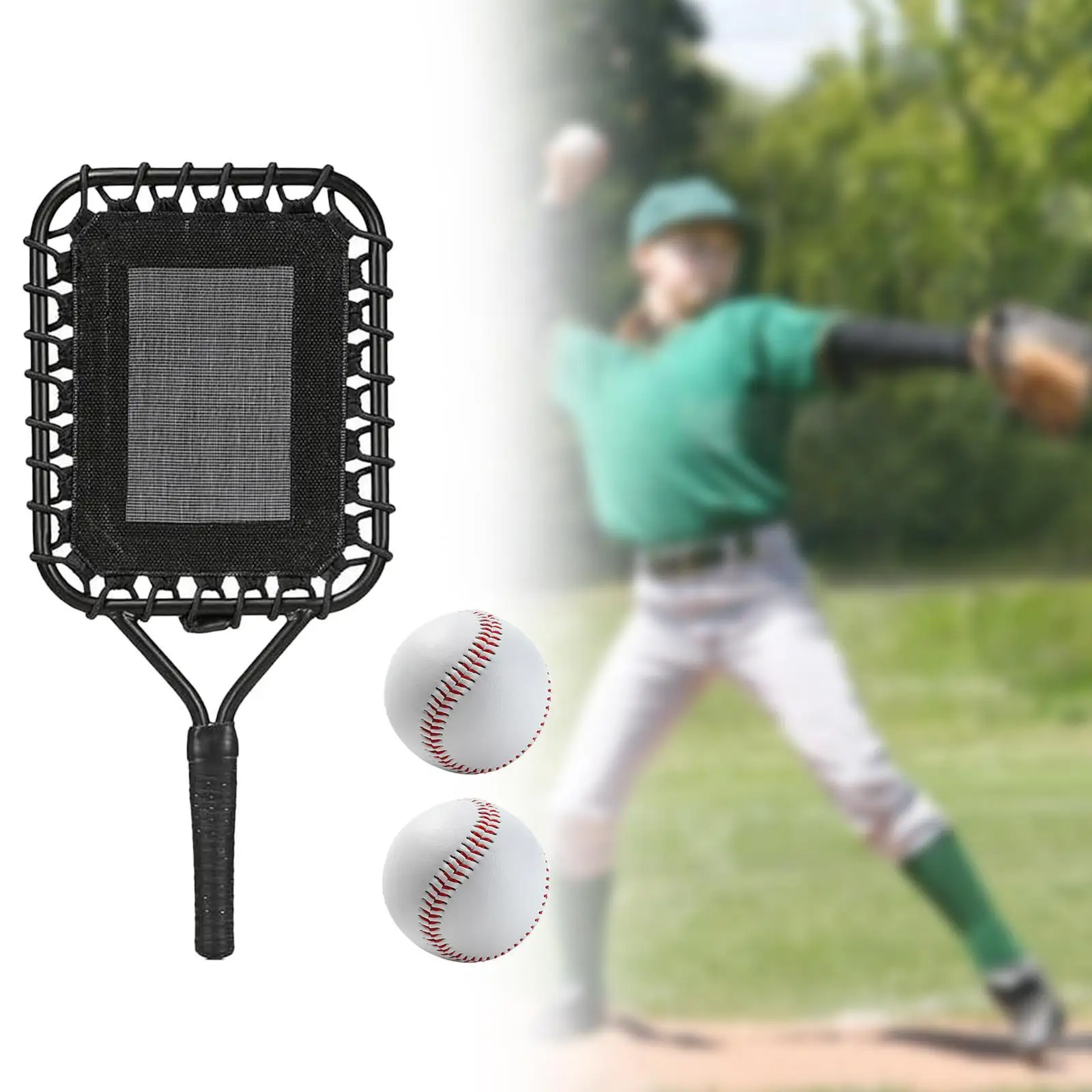 Baseball Racquet Lightweight Help Players Improve Skills with 2 Baseballs