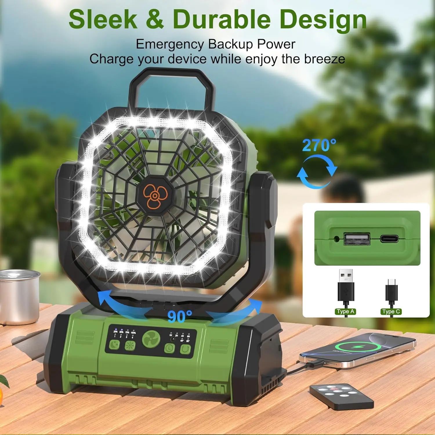 20000mah-rechargeable-camping-fan-with-led-light-remote-4-speeds-timing-portable-tent-fan-head-shaking-hook-design-outdoor