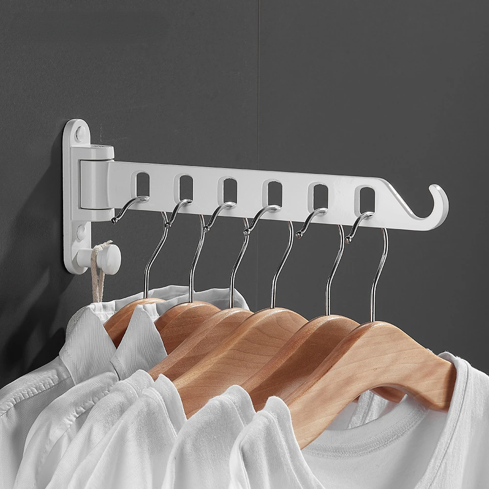 6 Holes Clothes rack Laundry Hanger Dryer Drying Rack Wall Mount Hanger Indoor Space Saving Clothes Hangers for Clothes