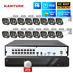 KANTURE 16CH 4K Ai Human Detection 8MP Outdoor Security Camera System Two-Way Audio Color Night Vision Video Surveillance Kit