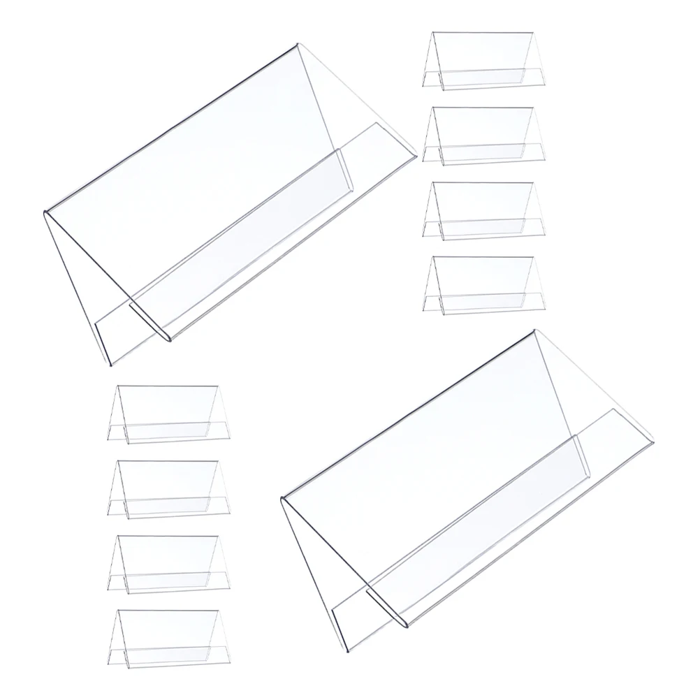 

10pcs Clear Acrylic Desk Name Plate Holder 90X60Mm Double-Sided Reusable Table Sign Stand For Conference Meeting Office Event