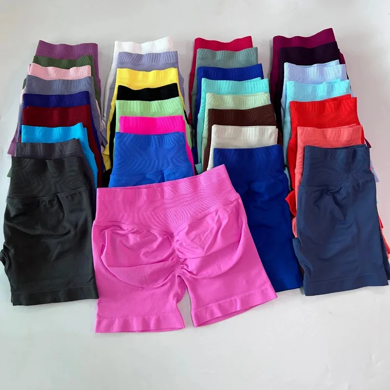 

CHESS.BOW Women's Seamless Gym Short Low Ribbed Yoga Shorts Scrunch Bum Workout Shorts Stretch Fitness Clothes Running Shorts