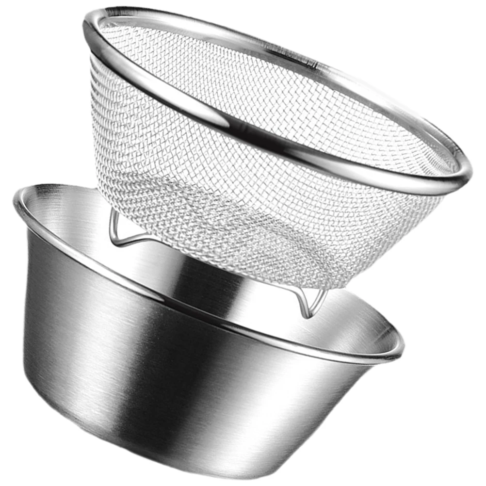 

Stainless Steel Rice Strainer Bowl 14CM Fine Mesh Colander Kitchen Fruits Vegetable Washing Sieve Sifter Drain Storage