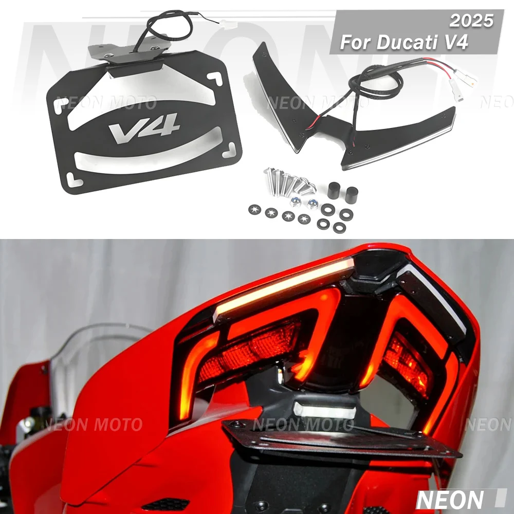 

New license plate holder turn signal integrated license plate holder short tail For Panigale V4 V4S Streetfighte V4 2025+