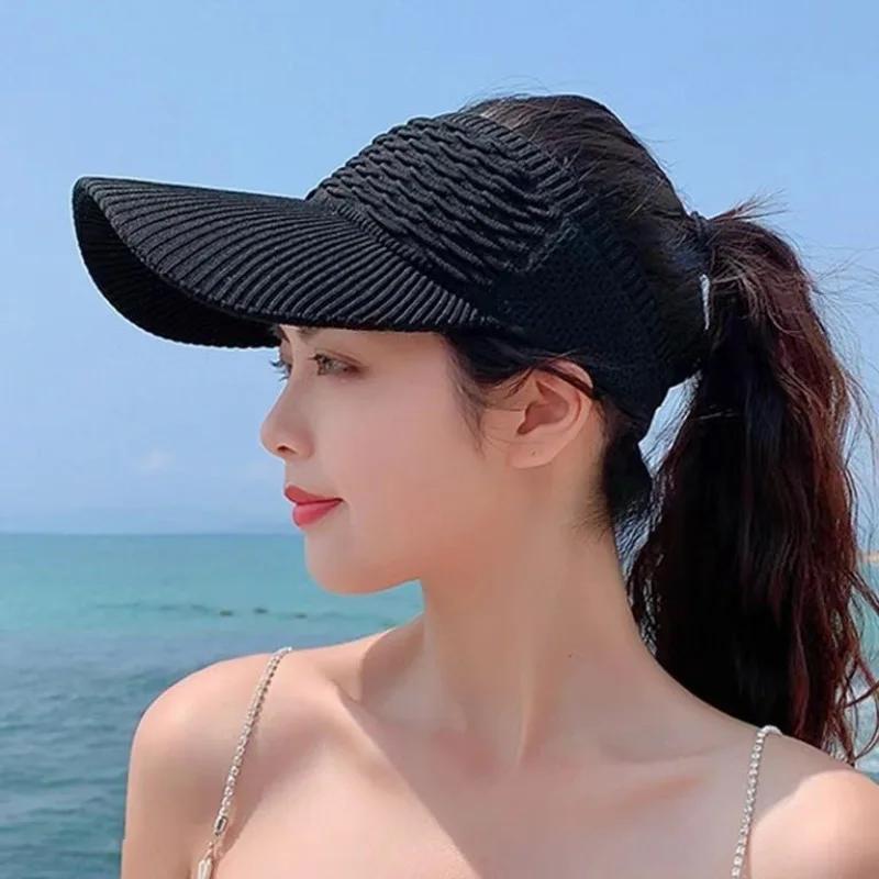 1pcs Women Anti-UV Sun Hats Breathable Adjustable Empty Top Visor Caps for Tennis Golf Running Travel Beach Sport Outdoor Hat view 4