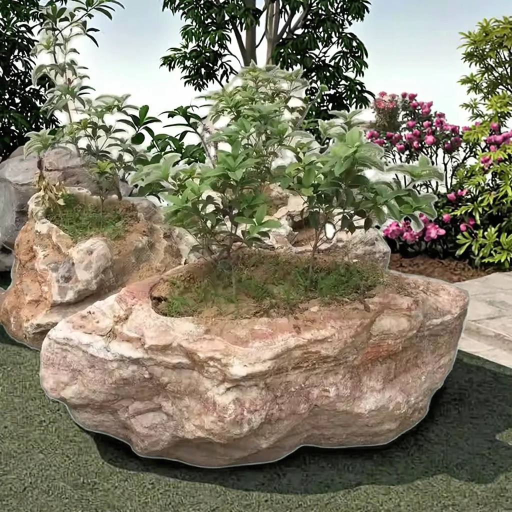 Outdoor Exquisite Garden Decor Flower Plant Pots and Stone Planters