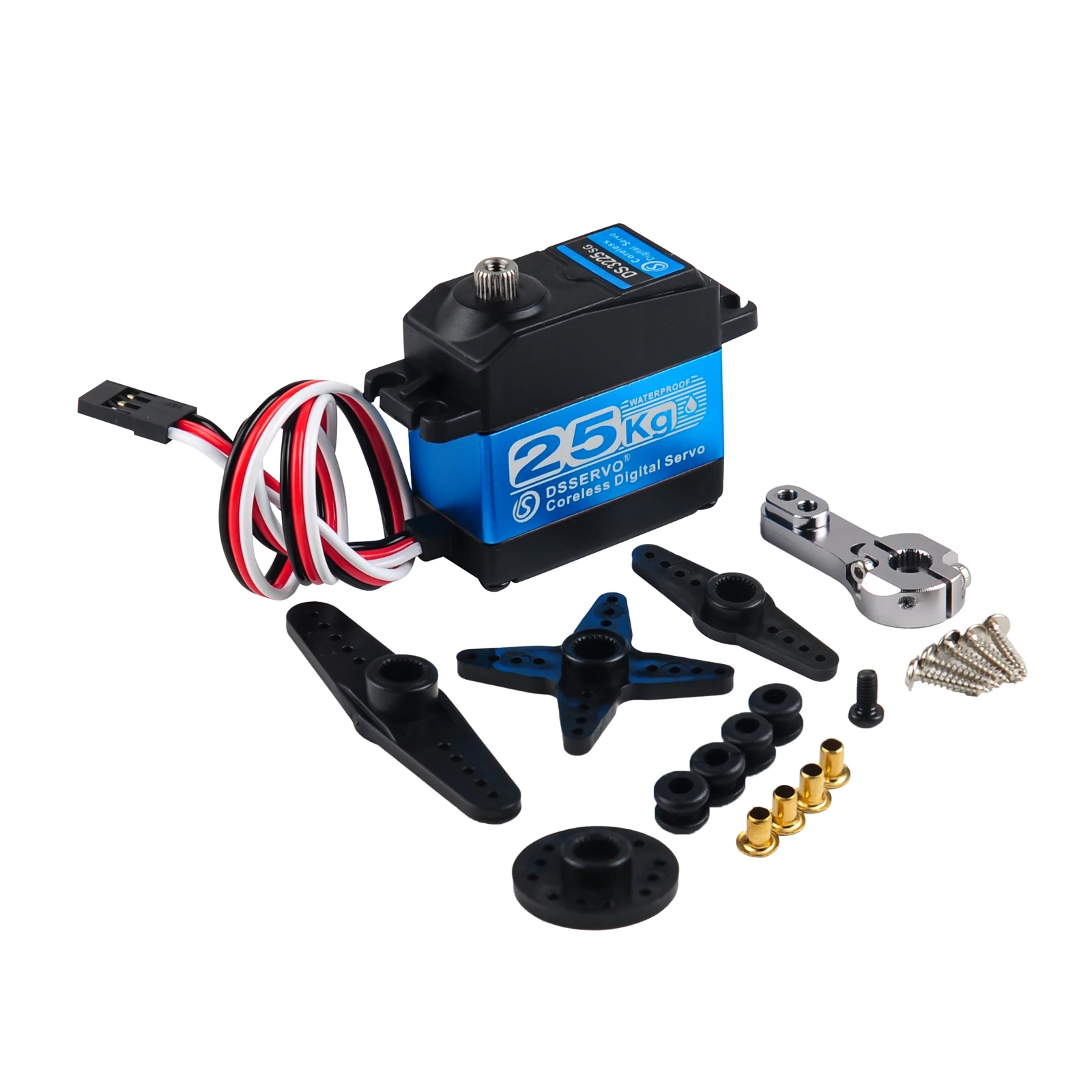 

25 кг.см Бессердечный цифровой серводвигатель с высоким крутящим моментом Серводвигатель с металлической шестерней 180/270 ° Водонепроницаемый для 1:8 1:10 1:12 RC Car Robot