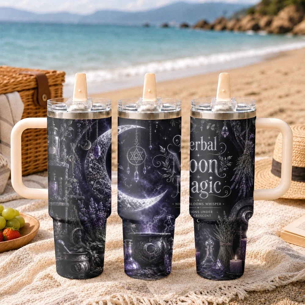 Herbal Moon Magic Potions Vacuum Flasks 40oz 3rd Gen Vacuum Insulated Stainless Steel Tumbler Cup With Handle Straw Lid