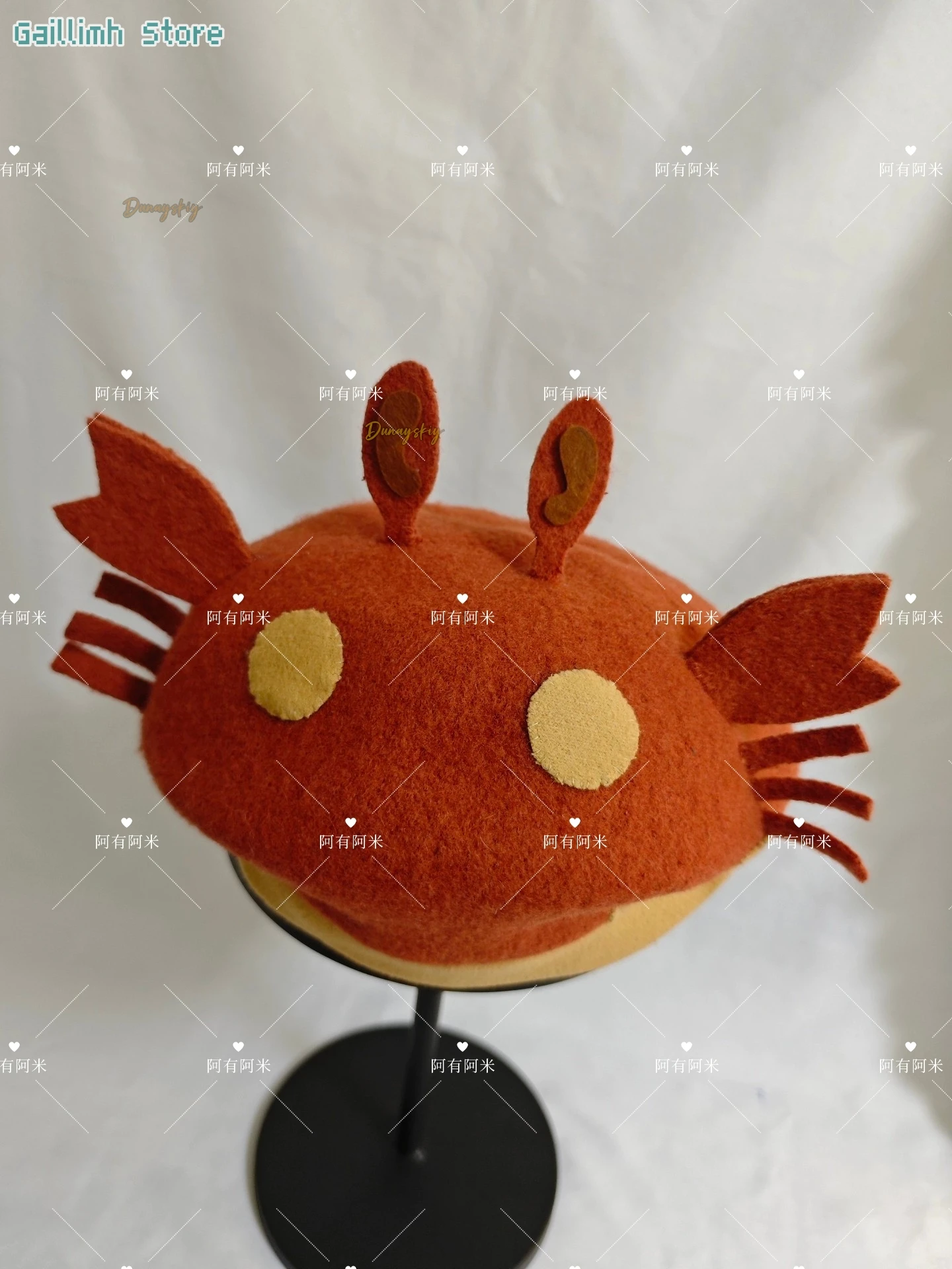

Love and Deepspace Crab Cosplay Hat - Handmade "Gui Yue Qu Xi" Style, Red Crab Design (Eyes+Claws Details) Anime Role-Play Beret
