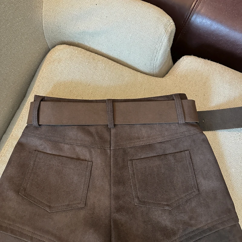 Simple Solid 2026 Autumn Winter Korean Version Versatile A-word Wide-leg Shorts Women's High Waist Casual Fashion Short Pants