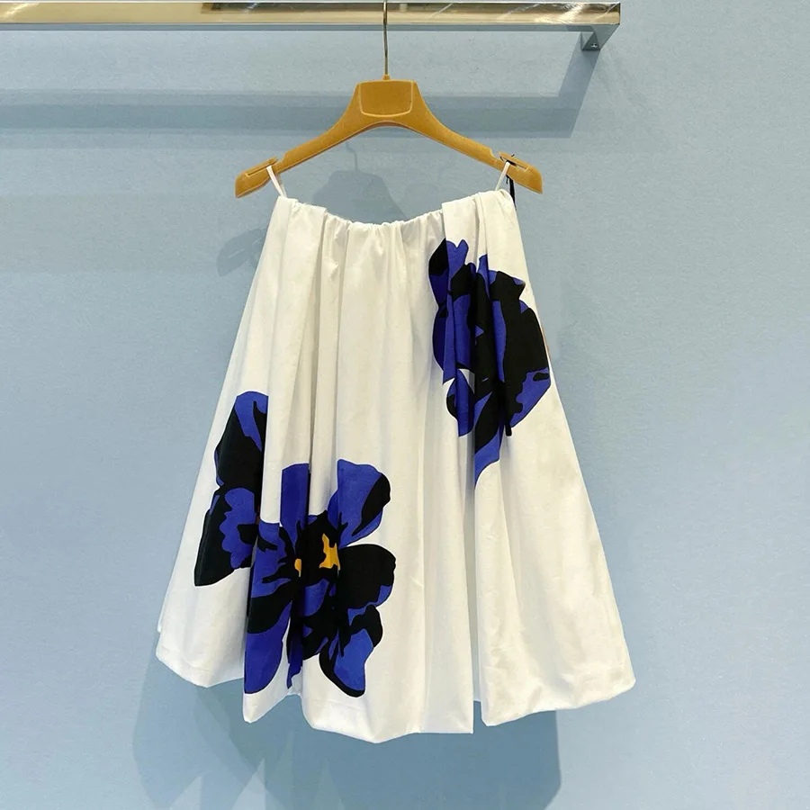 

Over-the-knee mid-length skirt floral print fashion loose skirt spring/summer new style y2k
