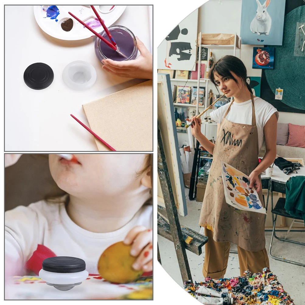 

2pcs Oil Palette Cup Mini Dipper Container for Mixing Pigment Reusable Portable Plastic Lid Design Painting Tools