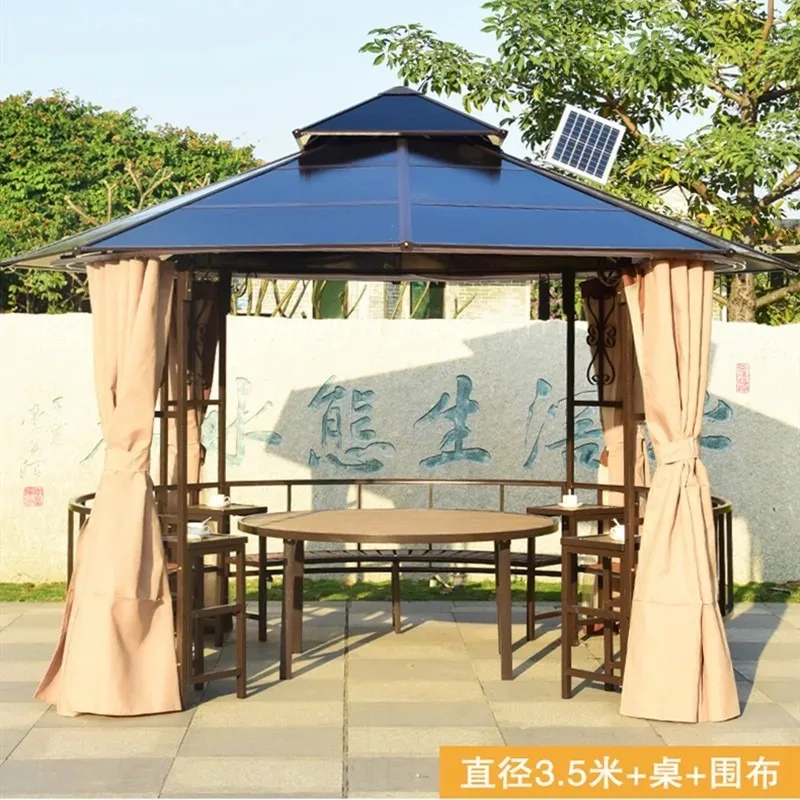 Outdoor gazebo home villa courtyard simple round pavilion sun plate wrought iron pavilion