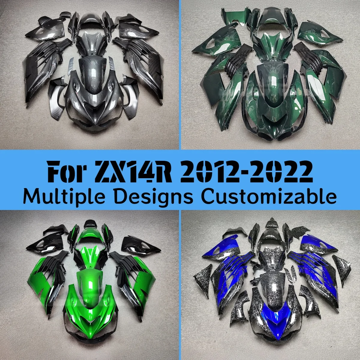 

Обтекатели послепродажного обслуживания для Kawasaki ZX 14R 2012-2022, полный пластиковый комплект кузова для мотоцикла, пластиковый комплект обтекателя ZX14R 12-22