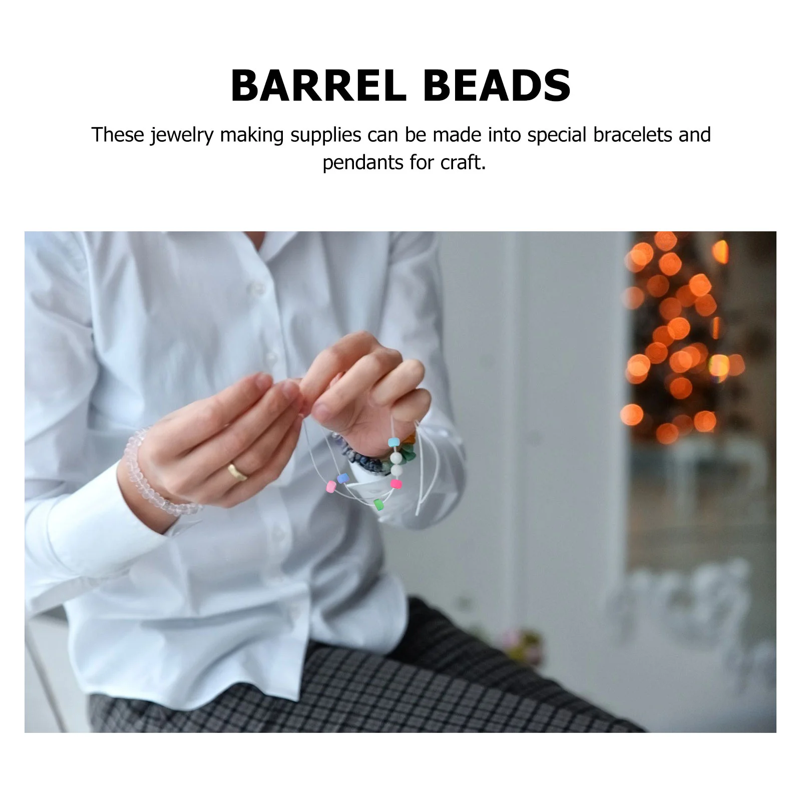 1000 Pcs Round Large Hole Bucket Rice Beads Spacer Jewelry Making Kit Acrylic Safe Skin Friendly Craft