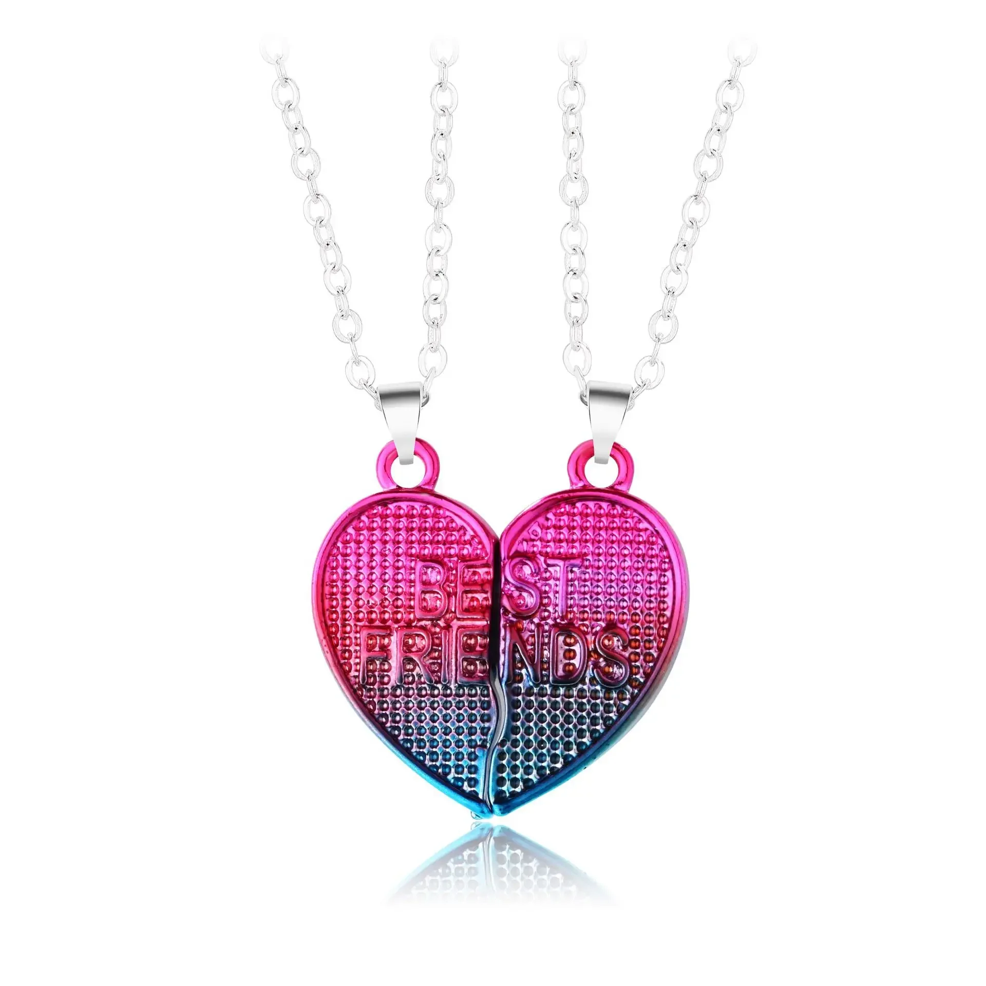 Fashion New Children's Gradient Love Necklace A Pair of Magnetite Stitching Necklaces All-match Good Friend Pendants  Necklace