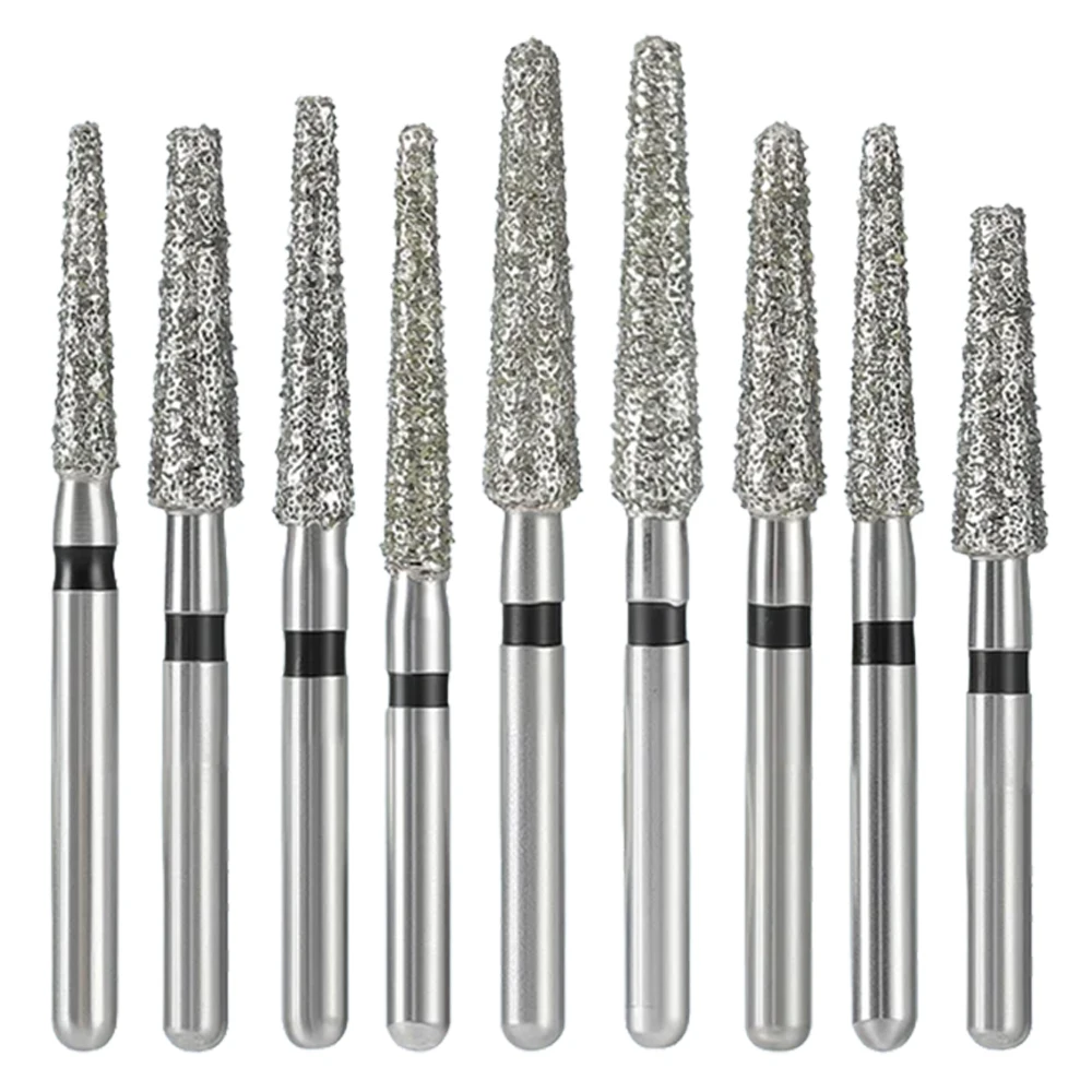 10Pcs Laboratory Diamond Rotary Tool Black Ring Super Coarse FG 1.6mm Precision Abrasive Bit for Technician Lab Use