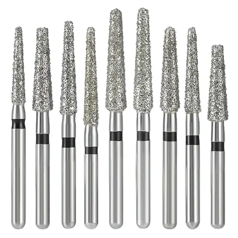 10Pcs/Box Dental Diamond Burs Multiple Models Optional Black Storage Box Fit for Dental High Speed Handpiece