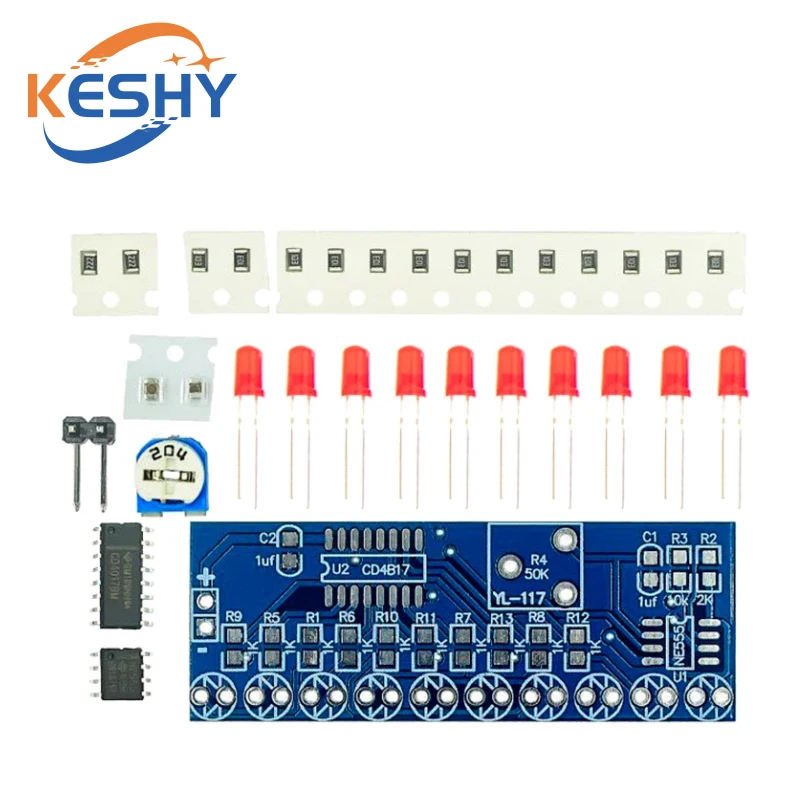 Smart Electronics Kits NE555+CD4017 Light Water Flowing Light LED Module DIY Kit