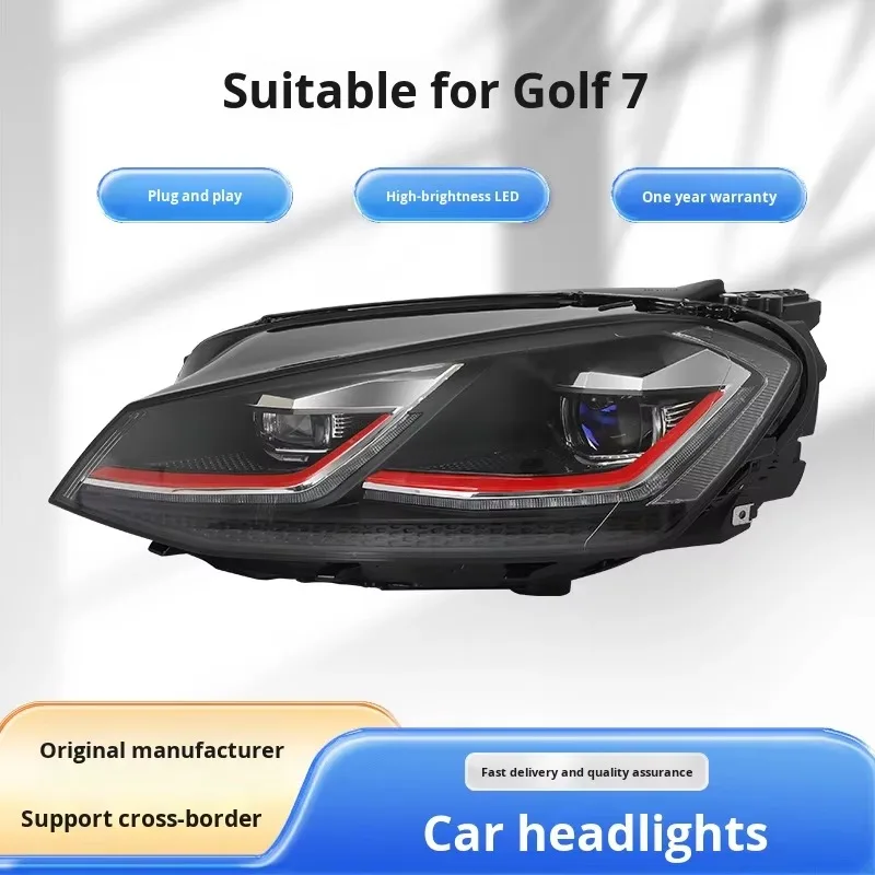 Applicable 2013-2017 Volkswagen Golf 7 Headlight Assembly New LED Lens Daytime Running Light Flowing Turn Signal Modification