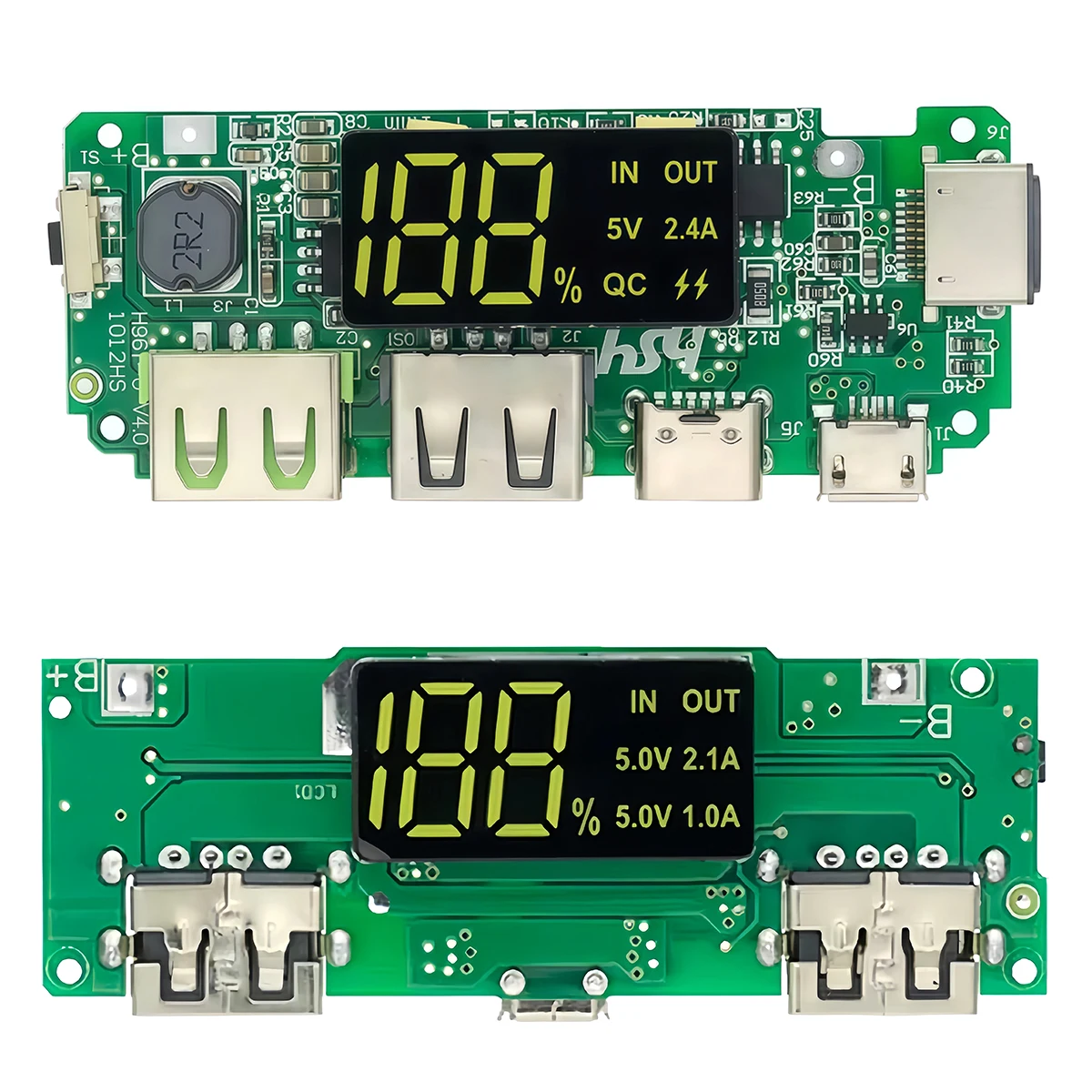 LED Dual USB 5V 2.4A Type-C/Micro USB Mobile Power Bank 18650 Charging Module Lithium Battery Charger Board Circuit Protection