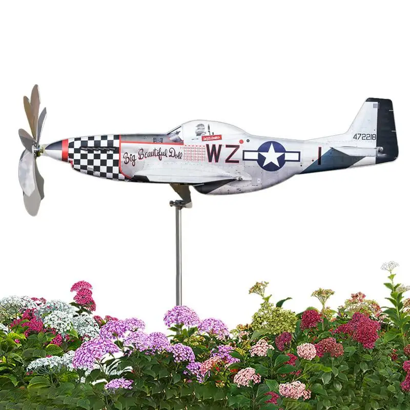 

Airplane Wind Spinner Wind Sculpture Aircraft Windmill Decoration Weatherproof Aircraft Wind Sculpture Wind Powered Stainless