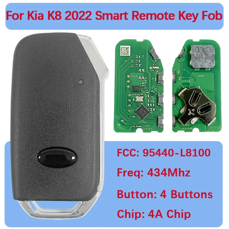 

CN051218 Послепродажный смарт-пульт дистанционного управления с 4 кнопками, автоматический запуск, чип 4A, 433 МГц, 95440-L8100, без ключа для Kia K8 2022