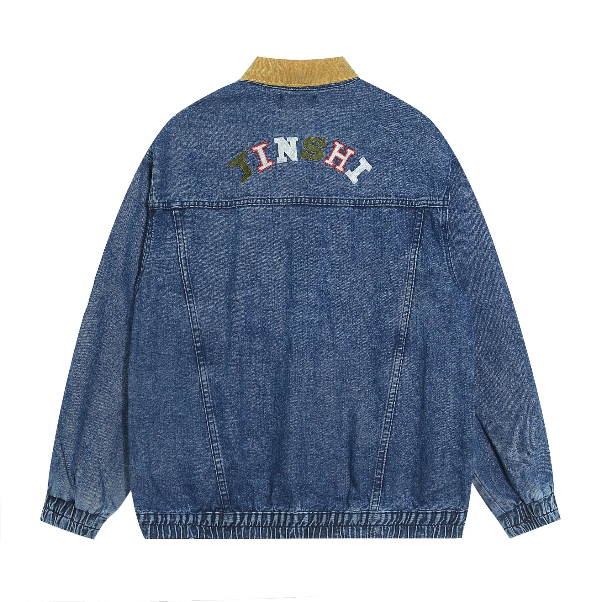 2024 New Autumn Washed Vintage Denim Jacket Loose Jacket American Retro Collar Top