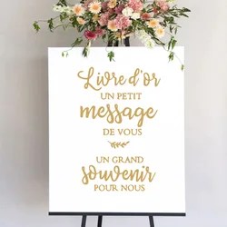 Calcomanías de vinilo de Livre d'or para letrero de boda, pegatinas de tablero de mensajes y recuerdos, pegatinas de texto personalizadas, decoración de matrimonio