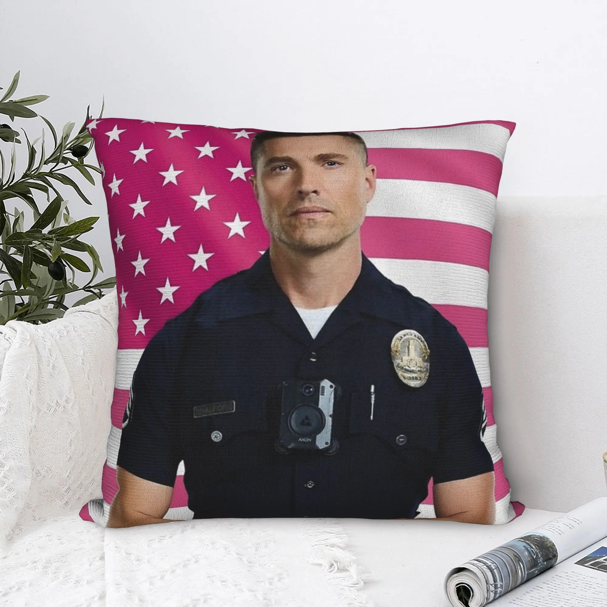 Tim Bradford Eric Winter The Rookie Pink Flag Pillowcase Printed Cushion Cover Decorations  Pillow Case Cover Home Square