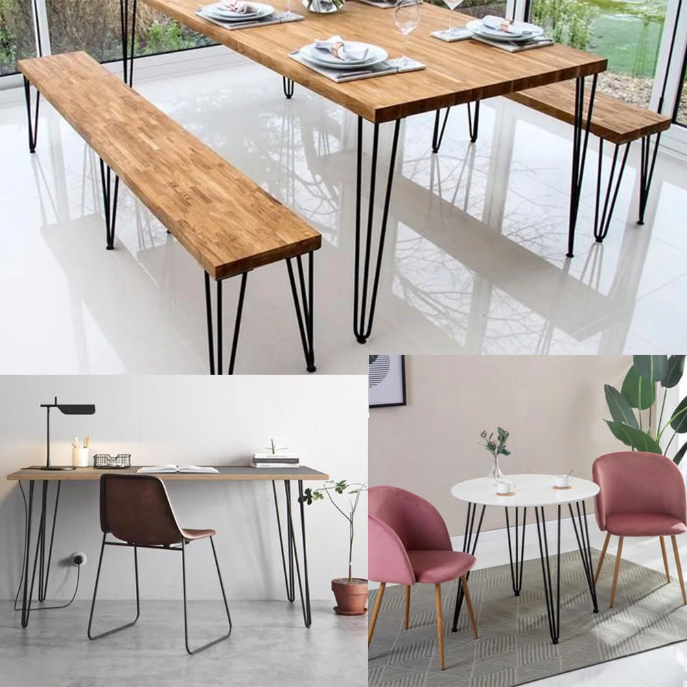 Sprayed Metal Table 16/28 Inch 3-Rod Hairpin Furniture Legs DIY Home Bench Dining Desk End Coffee Table Feet Accessories