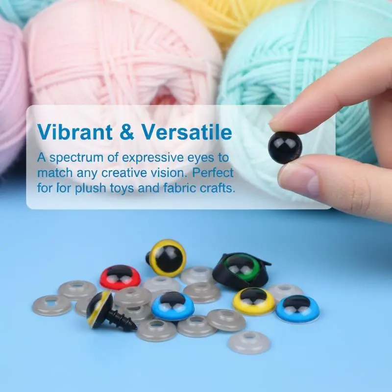 100Pcs/50pairs 12mm Color Plastic Safety Eyes For Crafts Bear Animal Doll Puppet Eyes Making Accessories With Washers