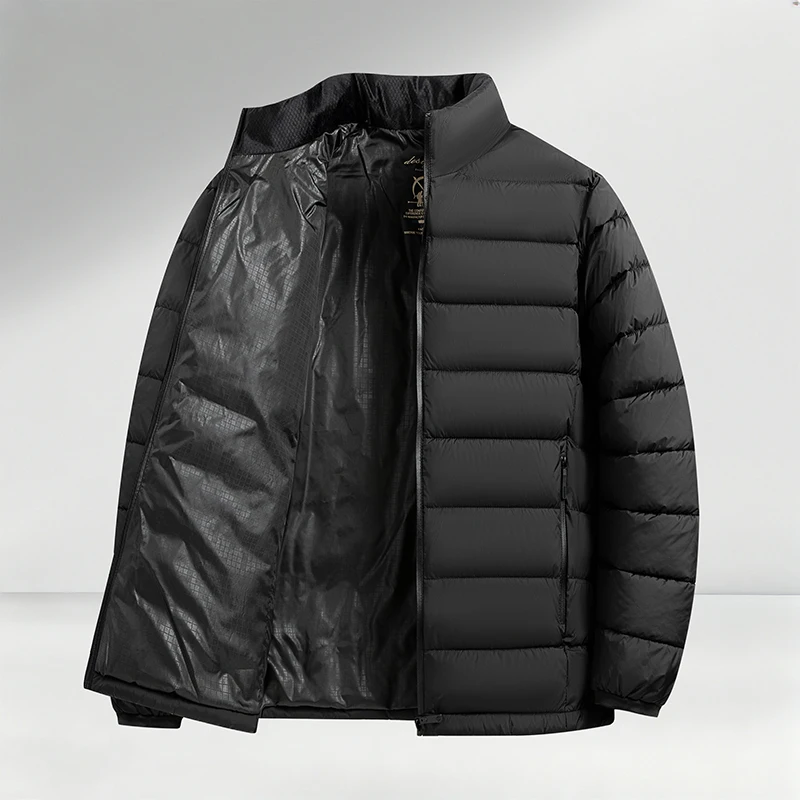 2026 Winter New Style Men's Fashion Notched Collar Lightweight, Comfortable, Warm, Simple Solid Color Long-Sleeved Cotton Jacket