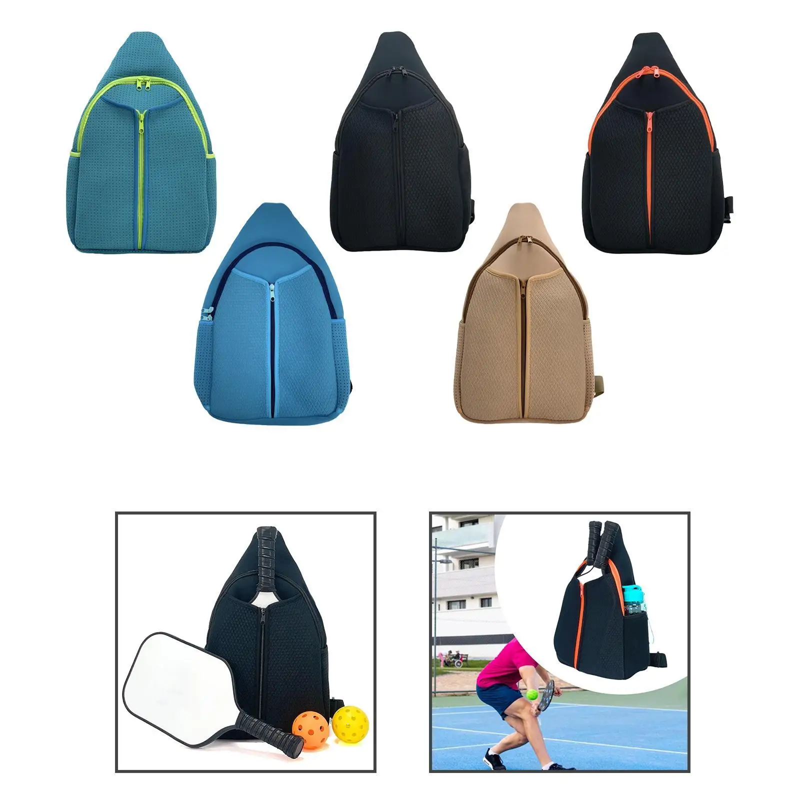 

Pickleball Bag Multifunctional Neoprene with Zippers Gym Pickleball Racket Bag Pickleball Racquet Carrier Pickleball Paddle Bag