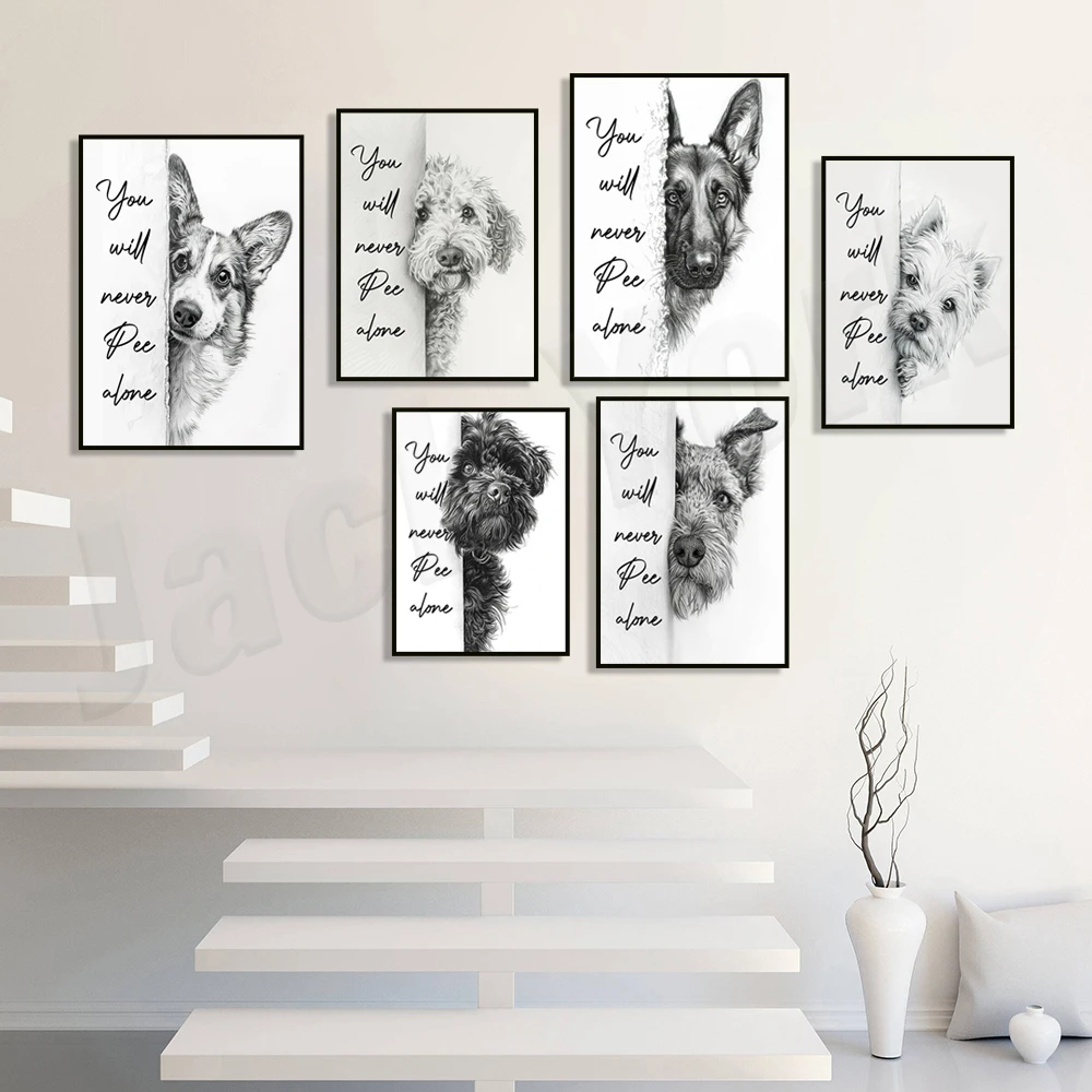 Funny Portuguese Water Dog, Weimaraner, Vizsla, Bernese Mountain Dog, Whippet, You Never Pee Alone, dog poster, toilet decoratio - view 3
