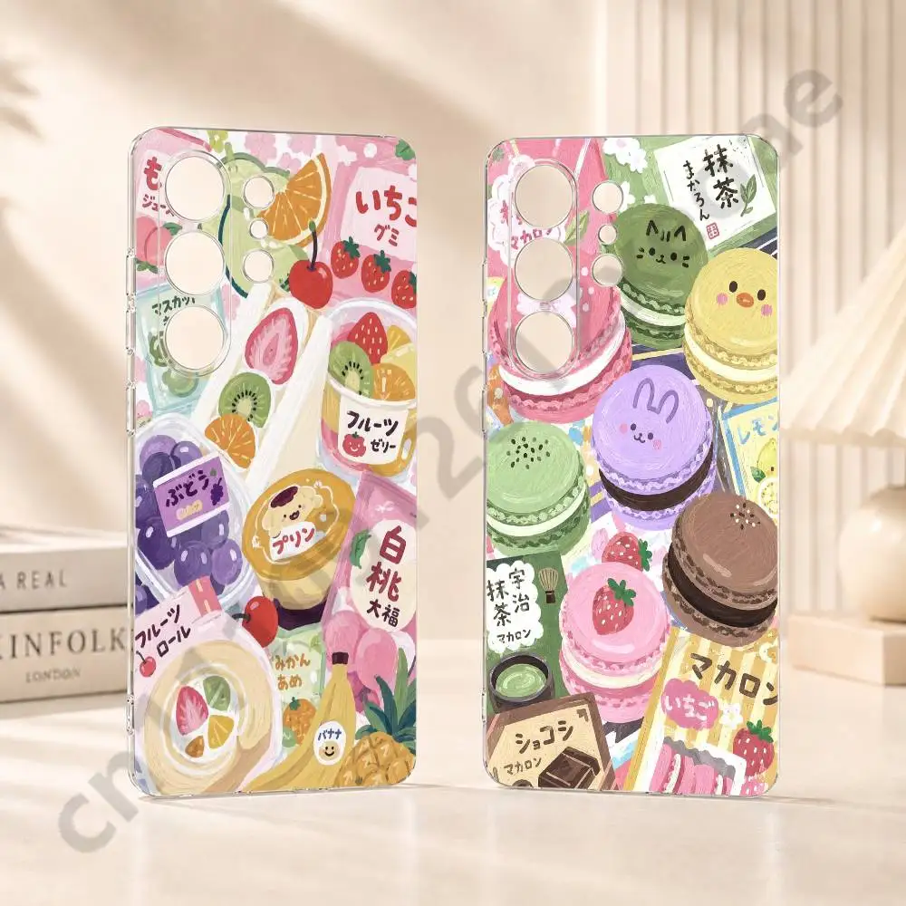 Japanese Healing Food Transparent TPU Phone Case For Samsung S20 S21 S22 S23 S24 S25 Ultra Plus FE Lite Clear Cover