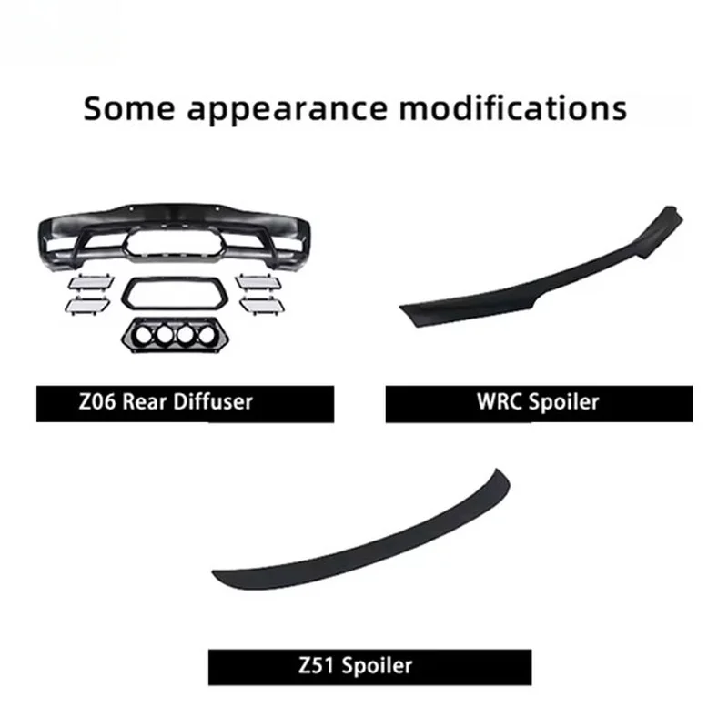 Auto Parts Exterior Replacement Tuning Front Bumper Kit w/ Clips Bolt-On for Corvette C8 Z06