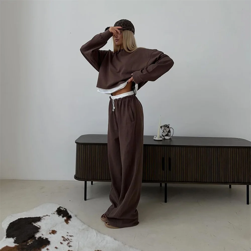 Autumn Sport Pullover Two Piece Set For Women Fake Two-Piece Hoodies Sets Womens 2 Piece Pullover Set Women Luxury Loose Set