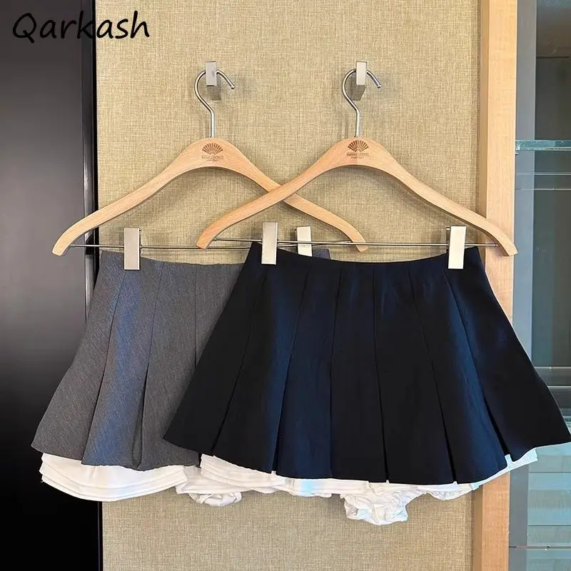 

Summer Mini Skirts Women Pleated Tender Patchwork Casual Preppy Style All-match High Waist Casual Ulzzang Aesthetic Girlish Jupe