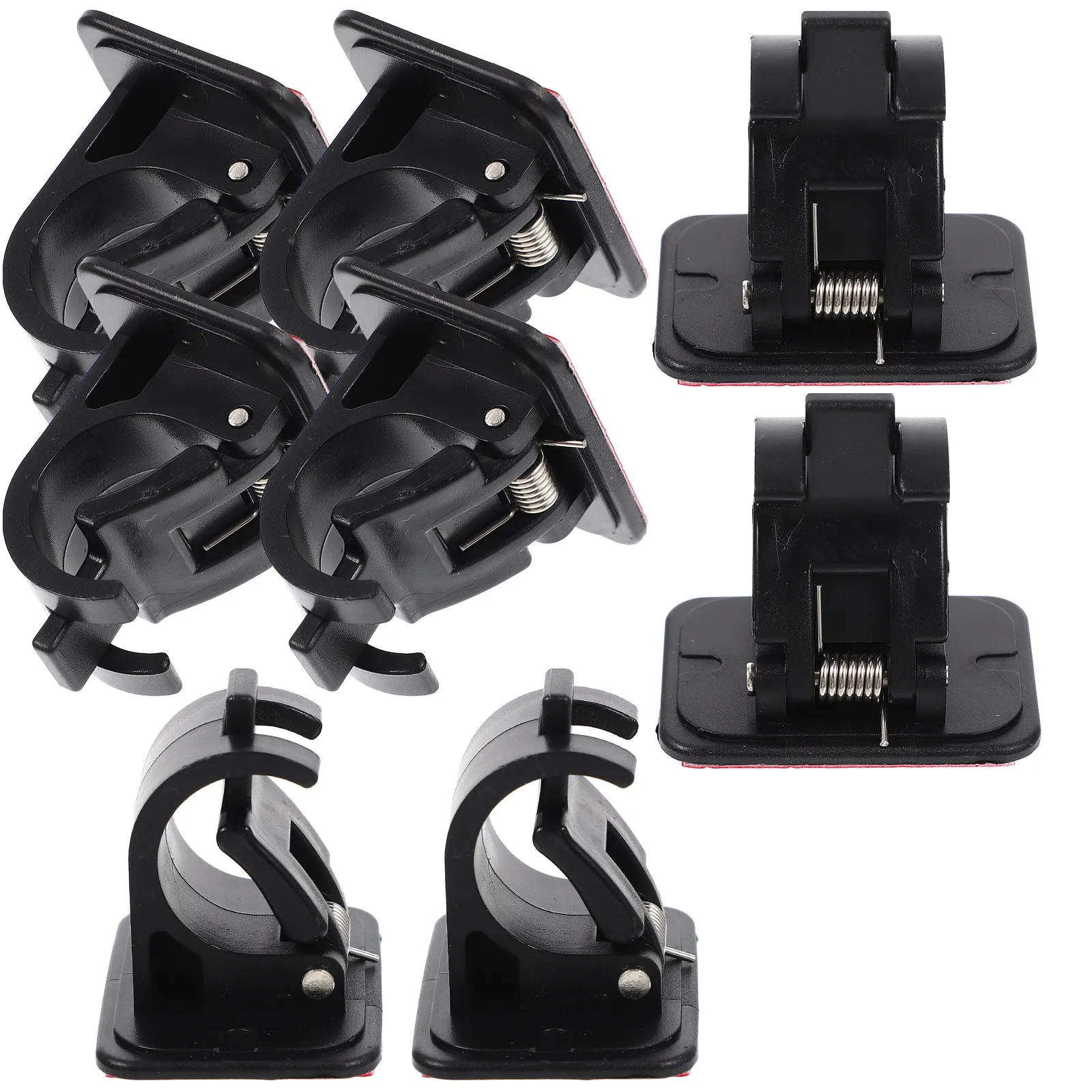 

8pcs Curtain Rod Holder Set Adhesive Black Brackets for Glass Resistant Modern Style Easy Install Decor Support