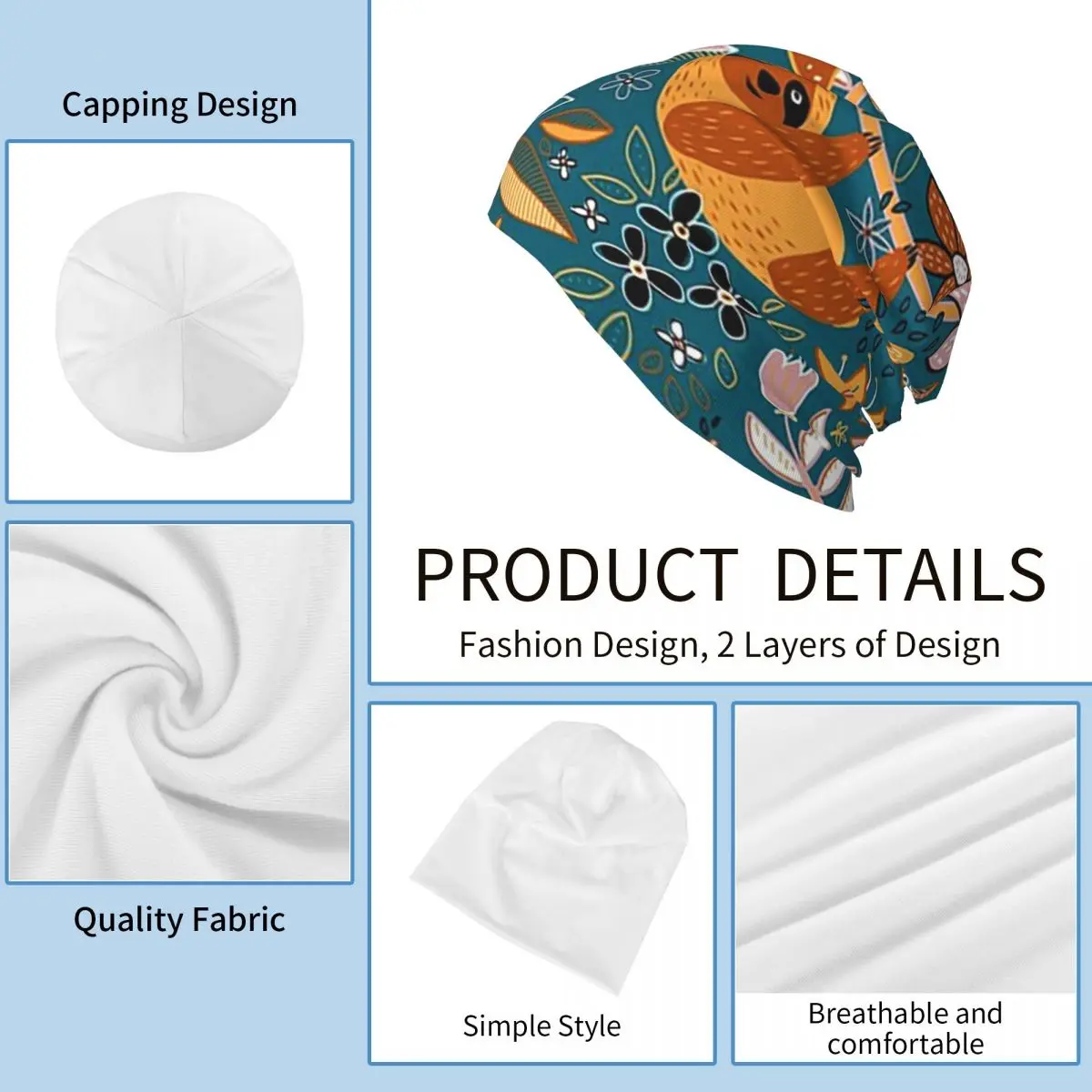 سعيد بوهو الكسل الأزهار Skullies قبعة صغيرة دافئة الخريف الشتاء في الهواء الطلق قبعة محبوك بونيه قبعات للجنسين الكبار