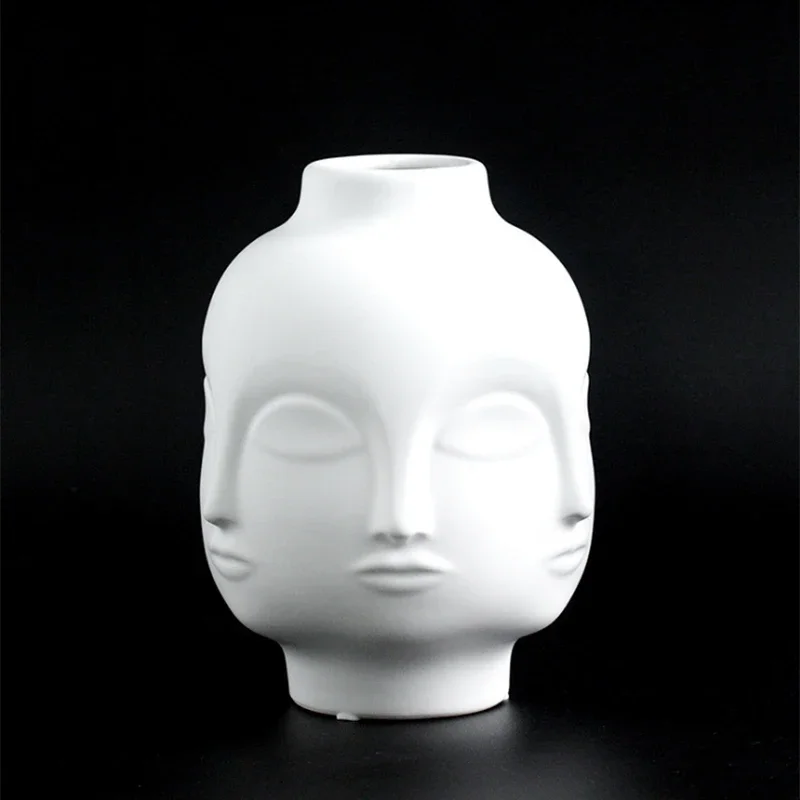 Nordic creative home decoration Face Shape Designs Ceramic Vase Porcelain decoration home corridor vases for flowers White Tools