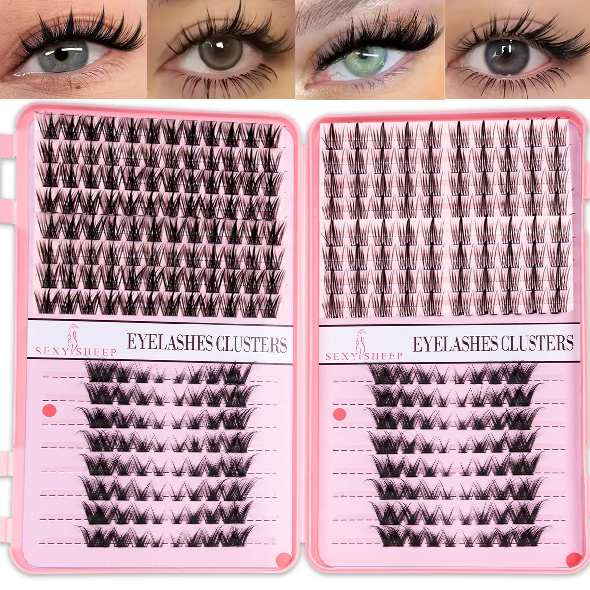 Wimpern-Cluster-Set: Gemischte Wimpern-Cluster, Wispy Einzelwimpern, Manga-Natürlich-Look DIY Wimpernverlängerungen für Make-up – Detail 7