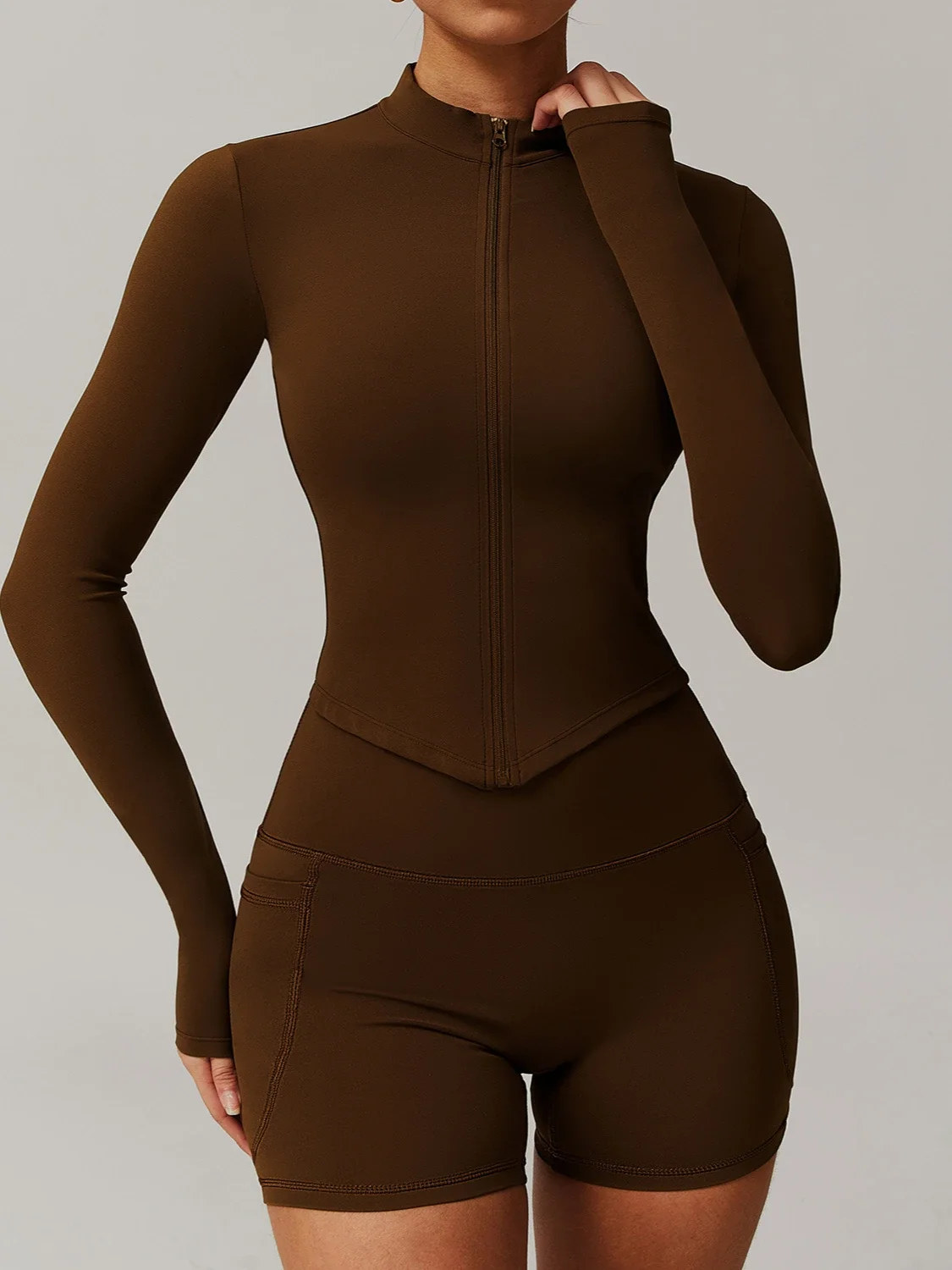 

Пальто для йоги, однотонная женская спортивная одежда с длинным рукавом, утолщенная, теплая, с высоким воротником, на молнии, одежда для фитнеса, тренажерный зал, новинка 2023 года