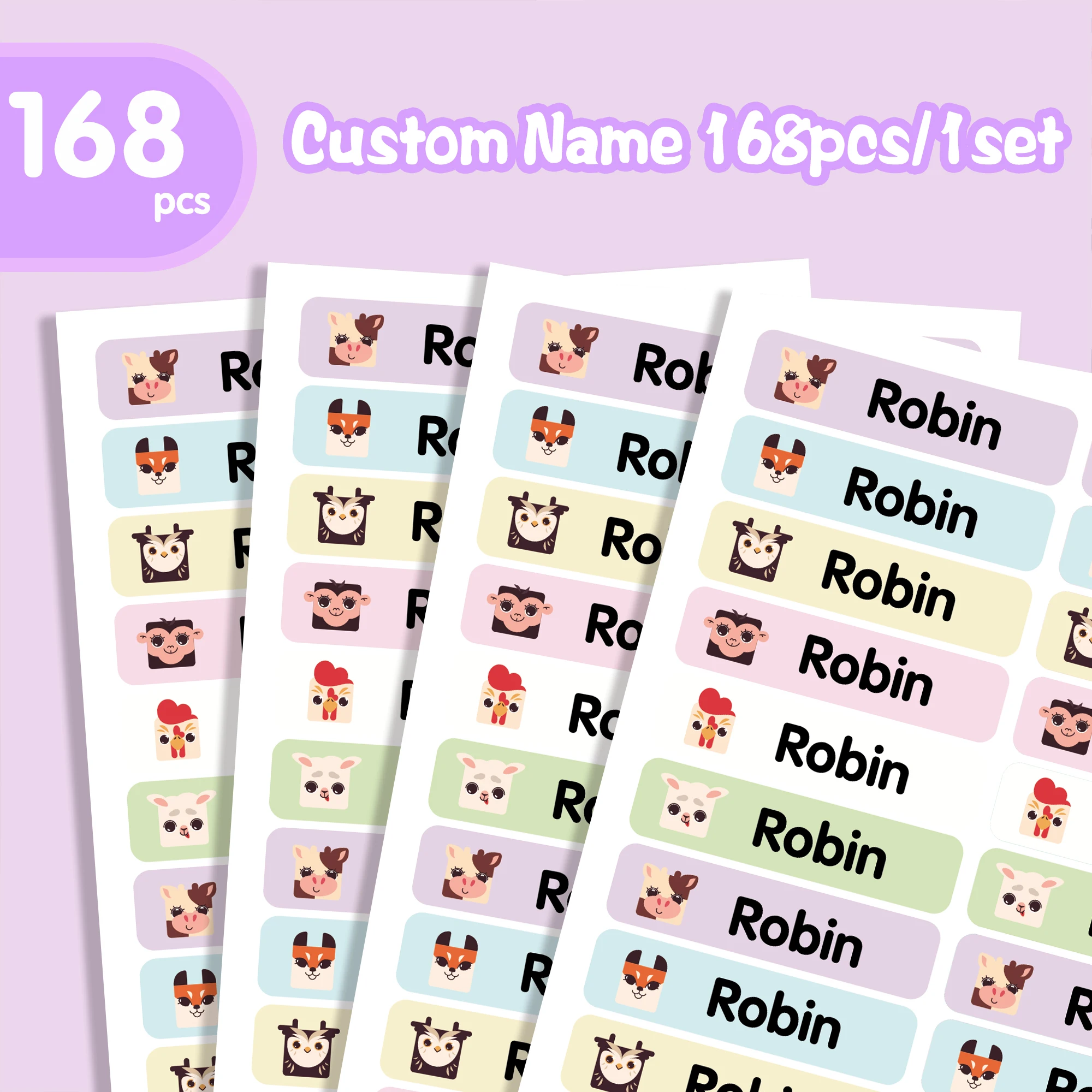 84/126pcs animals Water Cup Tag Customized Tag Customized Label Textbook Stickers For School Stationery, Books, Water Cups