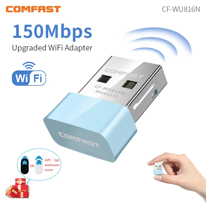 Comfast USB-адаптер Mini Wi-Fi 150M Usb Wi-Fi Para ПК Приемник Wi-Fi Dongle Сетевая карта Настольный/ноутбук Win7 8 10 11