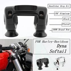 Guiador Riser para Harley Davidson Dyna, Softail Fat Boy, Fat Bob, Touring Road King, motocicleta Drop Kit, alumínio preto chapeamento